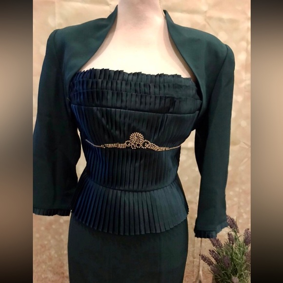 Designer Emerald Dress & Blazer XS - Picture 2 of 16